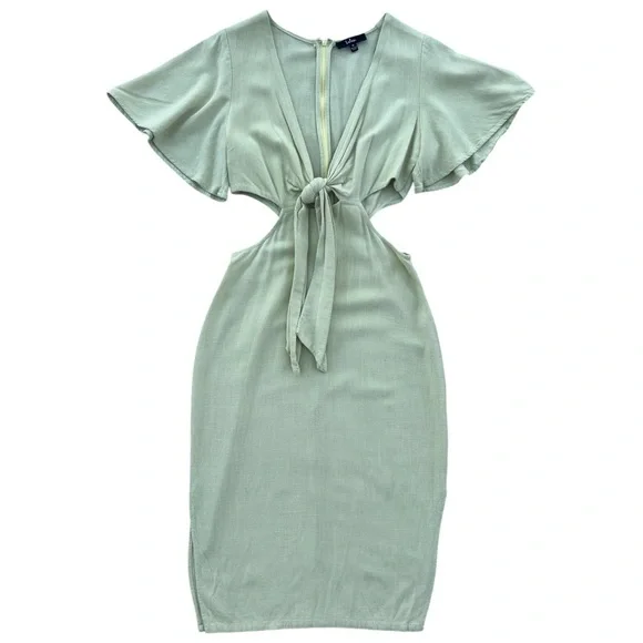 Lulus | Linen Cutout Dress | Size M - Picture 10 of 13